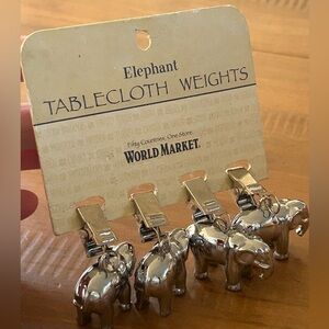 NWT Cost Plus World Market Silver Elephant Tablecloth Weights